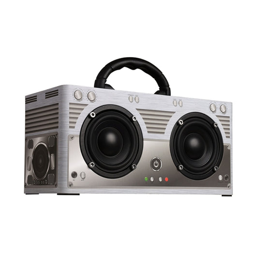 W9 Portable Retro Wooden Bluetooth Speaker, Support TF Card & 3.5mm AUX(Retro Silver) - Desktop Speaker by buy2fix | Online Shopping UK | buy2fix