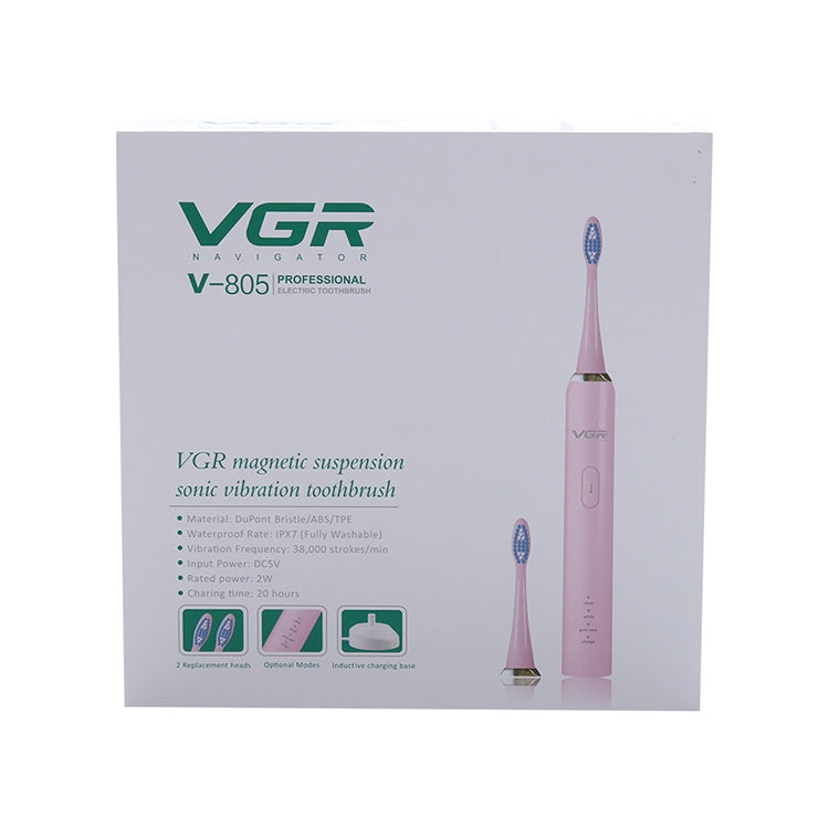 VGR V-805 IPX7 USB Magnetic Suspension Sonic Shock Toothbrush with Memory Function(Pink) - Toothbrushes by VGR | Online Shopping UK | buy2fix