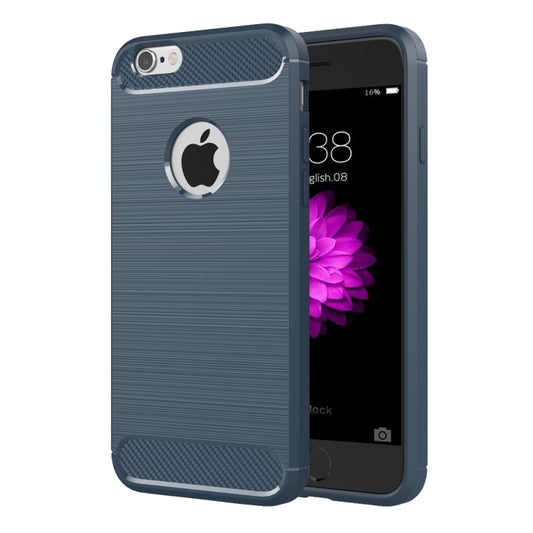 For iPhone 6 & 6s Brushed Texture Fiber TPU Rugged Armor Protective Case(Dark Blue) - More iPhone Cases by buy2fix | Online Shopping UK | buy2fix