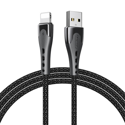 REMAX RC-150i KAWAY Series 1m 2.4A USB to 8 Pin Aluminum Alloy Braid Fast Charging Data Cable (Black) - Normal Style Cable by buy2fix | Online Shopping UK | buy2fix