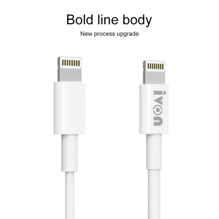 IVON CA70 8 Pin Fast Charging Data Cable, Length: 2m (White) - Normal Style Cable by IVON | Online Shopping UK | buy2fix