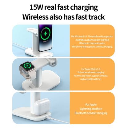 JJT-A70 15W 3 in 1 Multifunctional Magnetic Wireless Charging Holder (White) - Wireless Charger by buy2fix | Online Shopping UK | buy2fix