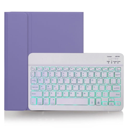 X-11BS Skin Plain Texture Detachable Bluetooth Keyboard Tablet Case for iPad Pro 11 inch 2020 / 2018, with Pen Slot & Backlight (Light Purple) - For iPad Pro by buy2fix | Online Shopping UK | buy2fix