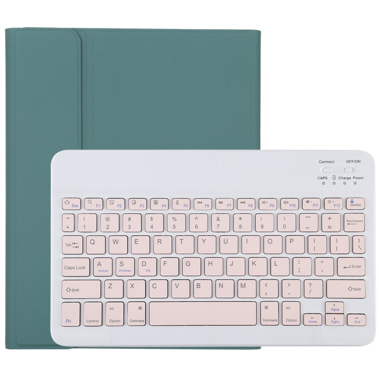 TG11B Detachable Bluetooth Pink Keyboard + Microfiber Leather Tablet Case for iPad Pro 11 inch (2020), with Pen Slot & Holder (Dark Green) - For iPad Pro by buy2fix | Online Shopping UK | buy2fix