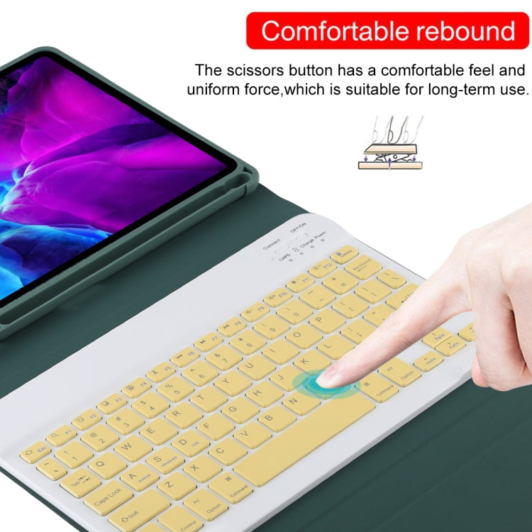 TG11B Detachable Bluetooth Yellow Keyboard + Microfiber Leather Tablet Case for iPad Pro 11 inch (2020), with Pen Slot & Holder (Dark Green) - For iPad Pro by buy2fix | Online Shopping UK | buy2fix