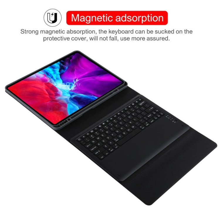 T129 Detachable Bluetooth Black Keyboard Microfiber Leather Tablet Case for iPad Pro 12.9 inch (2020), with Holder (Purple) - For iPad Pro by buy2fix | Online Shopping UK | buy2fix