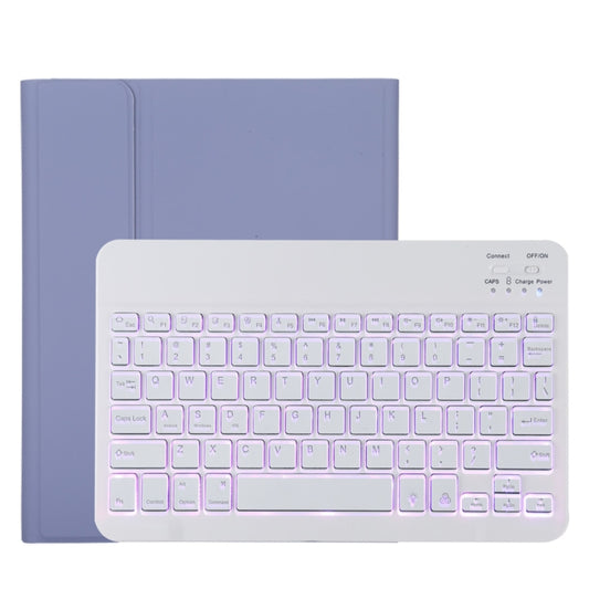 TG11BS Detachable Bluetooth White Keyboard Microfiber Leather Tablet Case for iPad Pro 11 inch (2020), with Backlight & Pen Slot & Holder (Purple) - For iPad Pro by buy2fix | Online Shopping UK | buy2fix