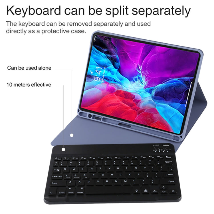 TG11BS Detachable Bluetooth Black Keyboard + Microfiber Leather Tablet Case for iPad Pro 11 inch (2020), with Backlight & Pen Slot & Holder(Purple) - For iPad Pro by buy2fix | Online Shopping UK | buy2fix