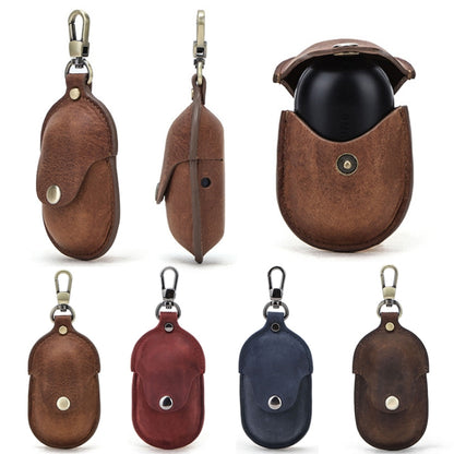 CF1109 For Galaxy Buds Crazy Horse Texture Clamshell Earphone Protective Leather Case with Hook (Brown) - Samsung Earphone Case by buy2fix | Online Shopping UK | buy2fix