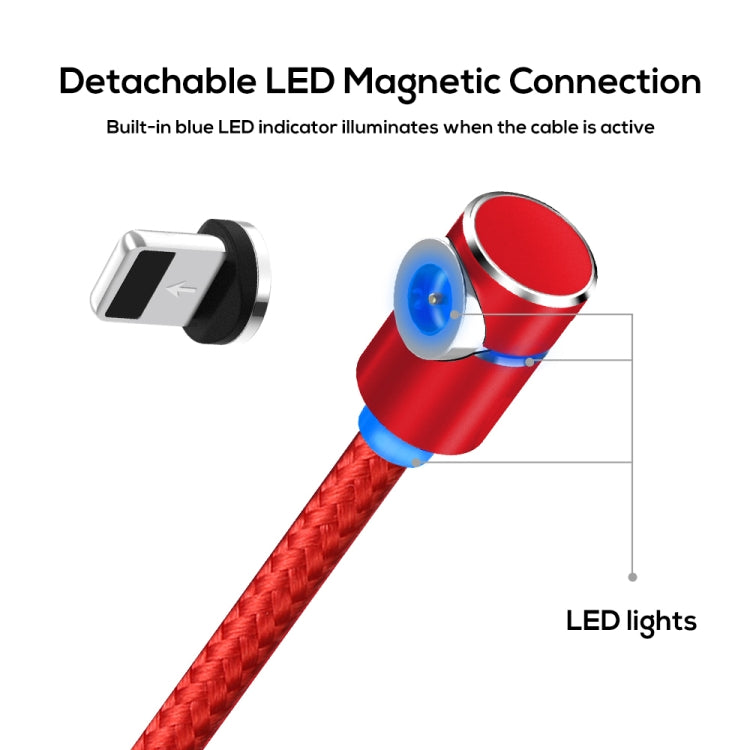 TOPK AM30 1m 2.4A Max USB to 8 Pin 90 Degree Elbow Magnetic Charging Cable with LED Indicator(Red) - Charging Cable & Head by TOPK | Online Shopping UK | buy2fix