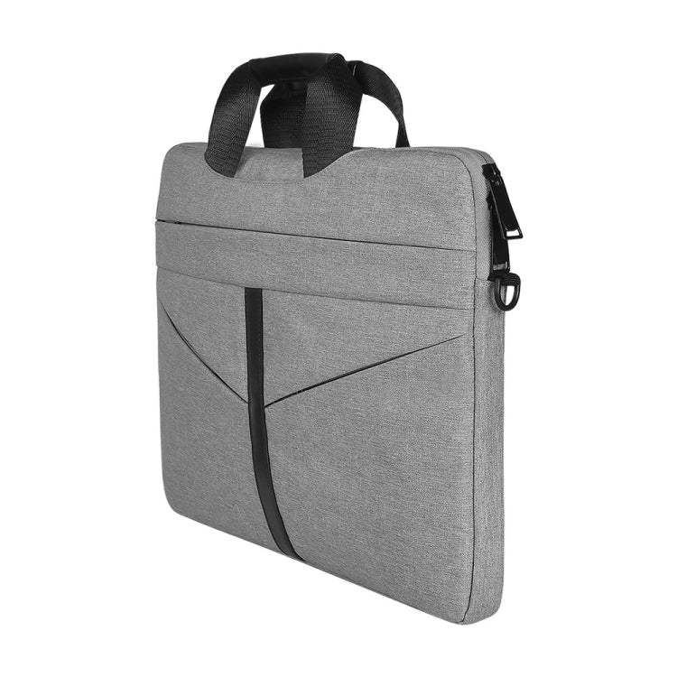 14.1 inch Breathable Wear-resistant Fashion Business Shoulder Handheld Zipper Laptop Bag with Shoulder Strap (Light Grey) - 14.1 inch by buy2fix | Online Shopping UK | buy2fix
