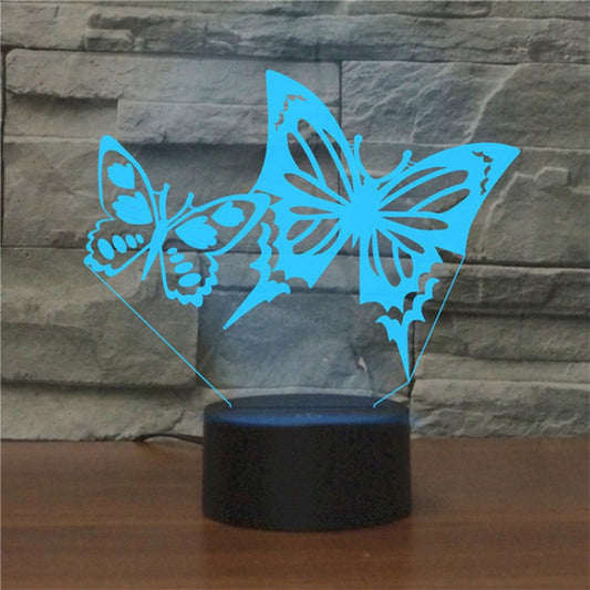 Two Butterflies Shape 3D Colorful LED Vision Light Table Lamp, Crack Remote Control Version - Novelty Lighting by buy2fix | Online Shopping UK | buy2fix