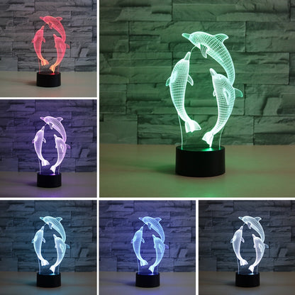 Three Dolphins Shape 3D Colorful LED Vision Light Table Lamp, 16 Colors Remote Control Version - Novelty Lighting by buy2fix | Online Shopping UK | buy2fix