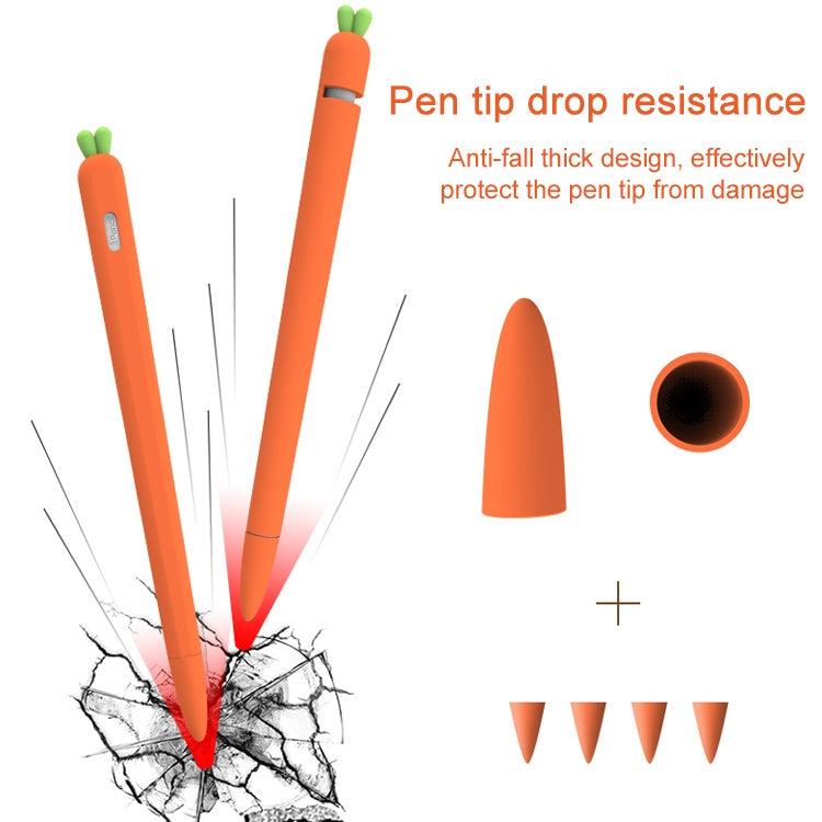 LOVE MEI For Apple Pencil 1 Carrot Shape Stylus Pen Silicone Protective Case Cover (Orange) - Pencil Accessories by LOVE MEI | Online Shopping UK | buy2fix