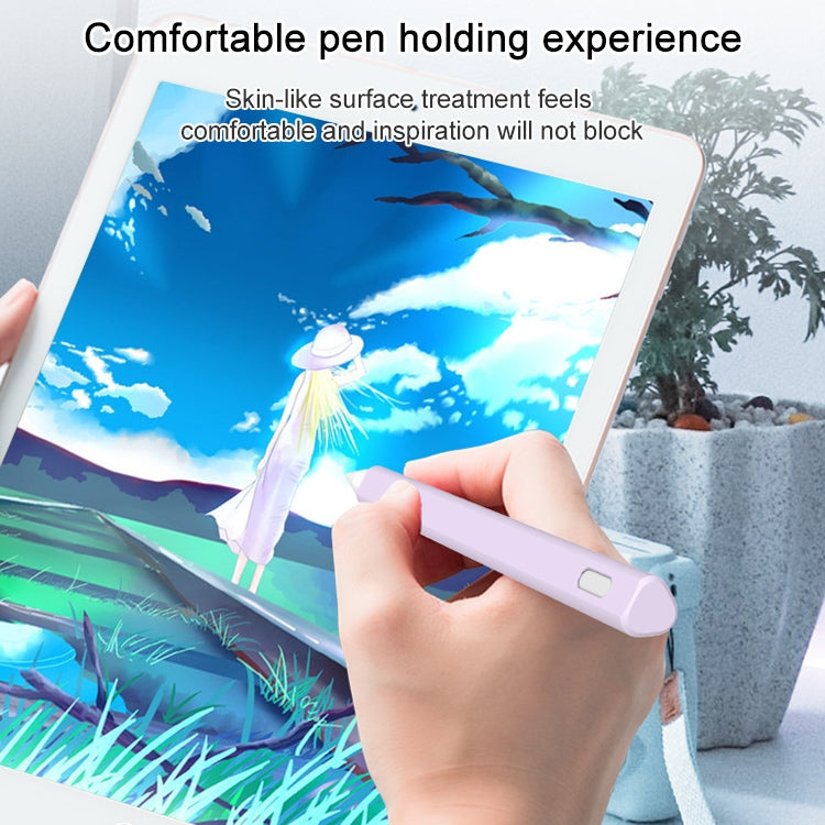 LOVE MEI For Apple Pencil 2 Triangle Shape Stylus Pen Silicone Protective Case Cover(Purple) - Pencil Accessories by LOVE MEI | Online Shopping UK | buy2fix