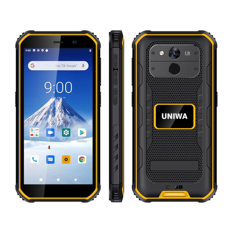 UNIWA F963 Rugged Phone, 3GB+32GB, IP68 Waterproof Dustproof Shockproof, 5.5 inch Android 10.0 MTK6739 Quad Core up to 1.25GHz, Network: 4G, NFC, OTG (Black Yellow) - UNIWA by UNIWA | Online Shopping UK | buy2fix