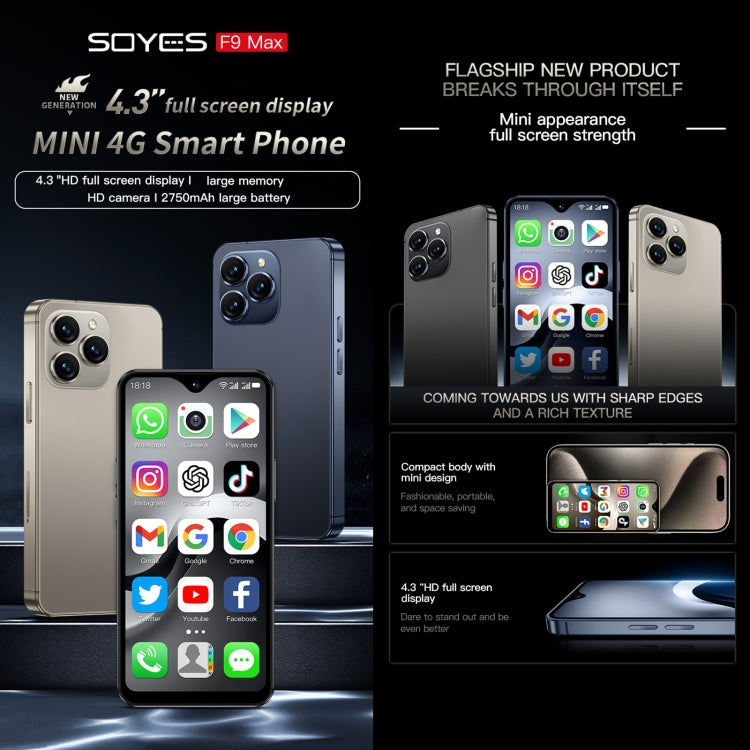 SOYES F9 Max, 6GB+128GB, 4.3 inch Android 12 MTK6762 Octa Core, Network: 4G, OTG, Dual SIM (Black) - SOYES by SOYES | Online Shopping UK | buy2fix