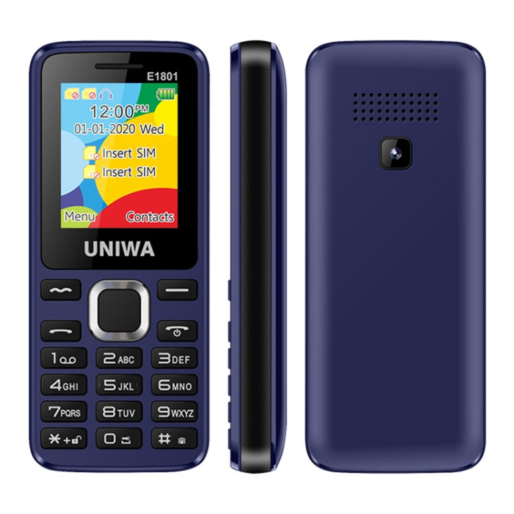 UNIWA E1801 Mobile Phone, 1.77 inch, 800mAh Battery, 21 Keys, Support Bluetooth, FM, MP3, MP4, GSM, Dual SIM(Blue) - UNIWA by UNIWA | Online Shopping UK | buy2fix