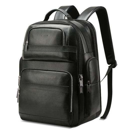Bopai 851-019811 Large Capacity Anti-theft Waterproof Leathar Backpack Laptop Tablet Bag for 15.6 inch and Below, with USB Charging Port(Black) - Backpack by Bopai | Online Shopping UK | buy2fix