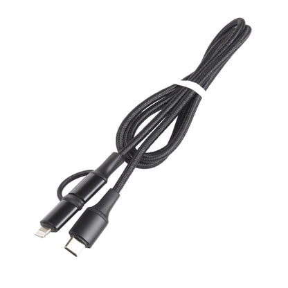 XF-45 2 in 1 3A USB-C / Type-C to USB-C / Type-C + 8 Pin Fast Charging Braided Data Cable, Cable Length: 1m (Black) - Multifunction Cable by buy2fix | Online Shopping UK | buy2fix