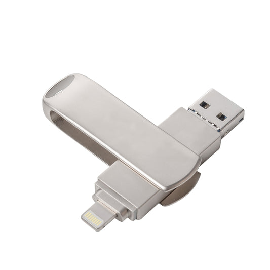 Richwell 3 in 1 32G Micro USB + 8 Pin + USB 3.0 Metal Rotating Push-pull Flash Disk with OTG Function(Silver) - U Disk & Card Reader by Richwell | Online Shopping UK | buy2fix