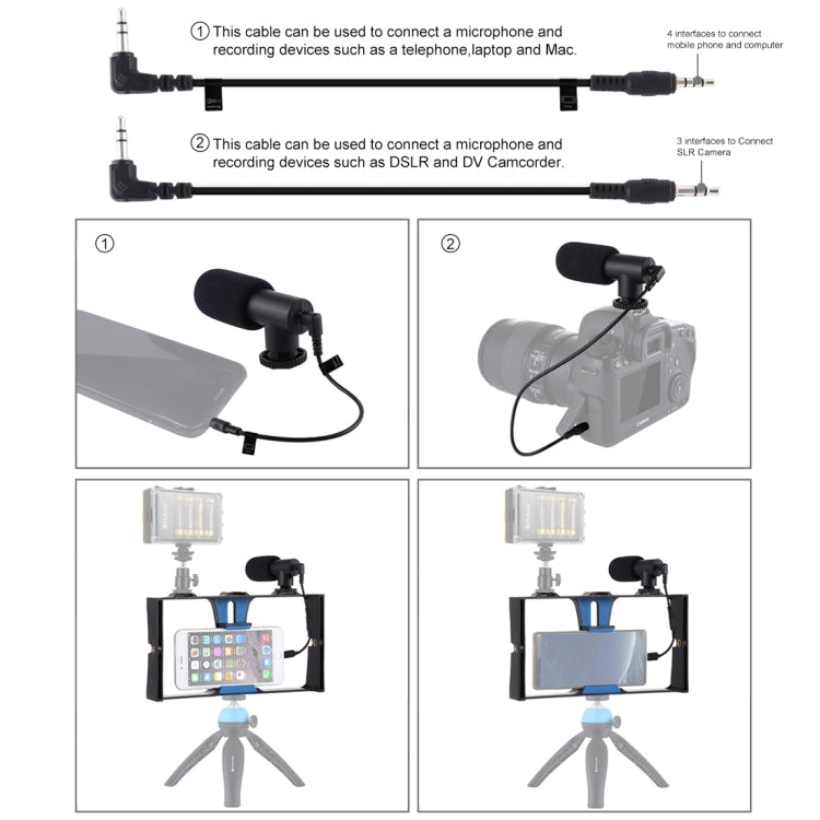 PULUZ 2 in 1 Live Broadcast Smartphone Video Rig + Microphone Kits for iPhone, Galaxy, Huawei, Xiaomi, HTC, LG, Google, and Other Smartphones(Blue) - Camera Cage by PULUZ | Online Shopping UK | buy2fix