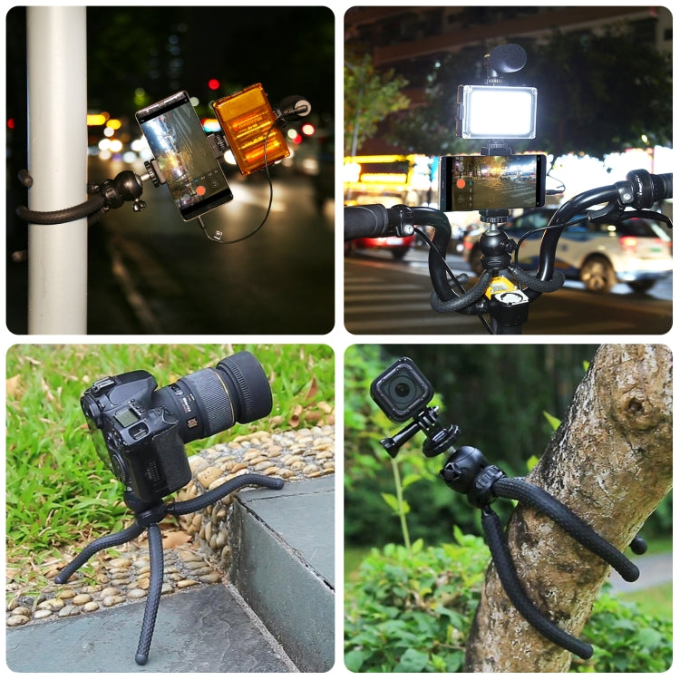 PULUZ  4 in 1 Vlogging Live Mini Octopus Bracket Kit + Studio Light + Microphone + Phone Clamp Kits(Black) - Stand by PULUZ | Online Shopping UK | buy2fix