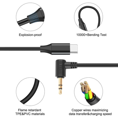 PULUZ 3.5mm TRS Male to Type-C / USB-C Male Live Microphone Audio Adapter Cable for PU3153 / PU3154 (Black) - Microphone Audio Cable & Connector by PULUZ | Online Shopping UK | buy2fix