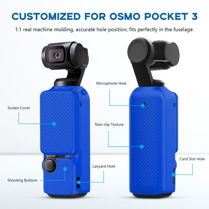 For DJI OSMO Pocket 3 PULUZ  2 in 1 Silicone Cover Case Set with Strap (Blue) - Case & Bags by PULUZ | Online Shopping UK | buy2fix