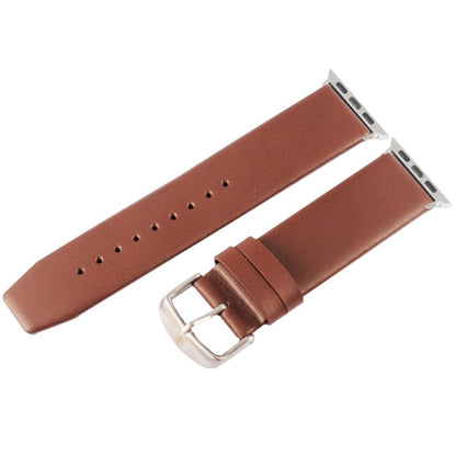 Kakapi for Apple Watch 42mm Subtle Texture Brushed Buckle Genuine Leather Watch Band with Connector(Coffee) - Watch Bands by Kakapi | Online Shopping UK | buy2fix