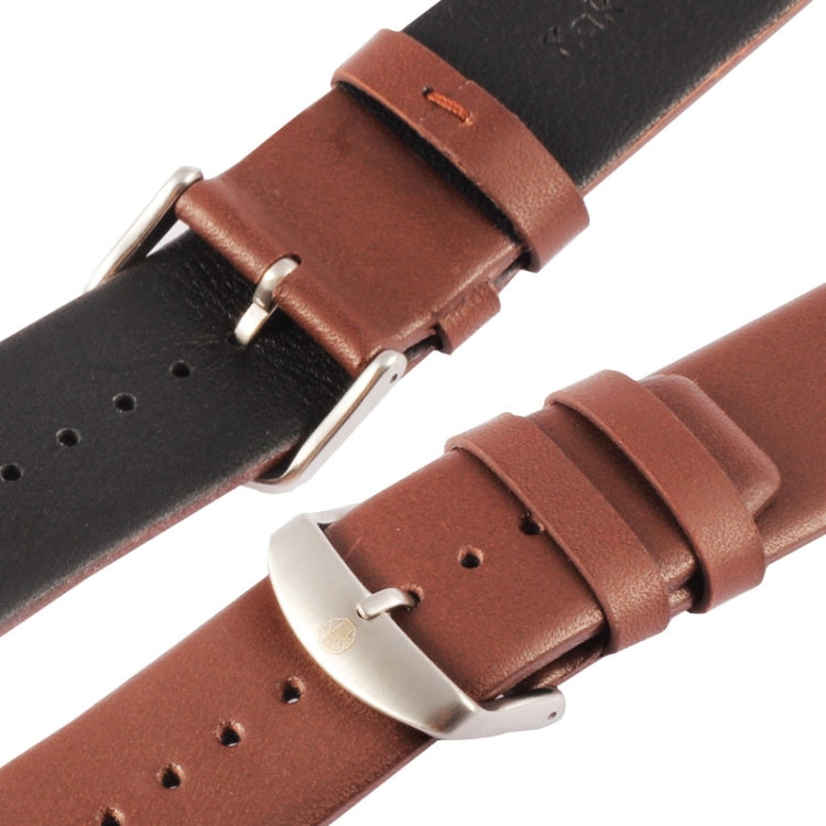 Kakapi for Apple Watch 42mm Subtle Texture Brushed Buckle Genuine Leather Watch Band with Connector(Coffee) - Watch Bands by Kakapi | Online Shopping UK | buy2fix