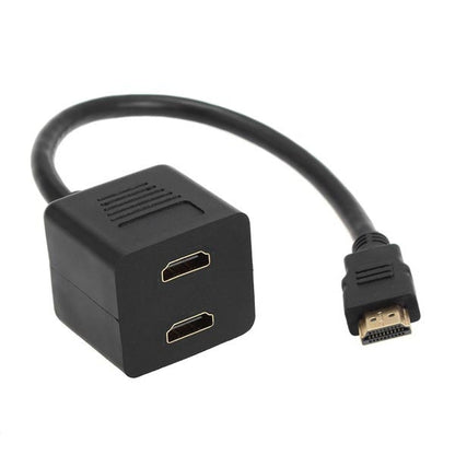 30cm HDMI Splitter Adapter Y Verteiler Stecker mit 2 Kupplung Gel (Gold Plated)(Black) - Splitter by buy2fix | Online Shopping UK | buy2fix