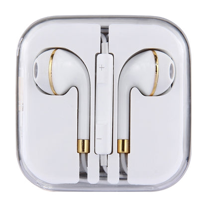 White Wire Body 3.5mm In-Ear Earphone with Line Control & Mic(Gold) - Normal Style Earphone by buy2fix | Online Shopping UK | buy2fix