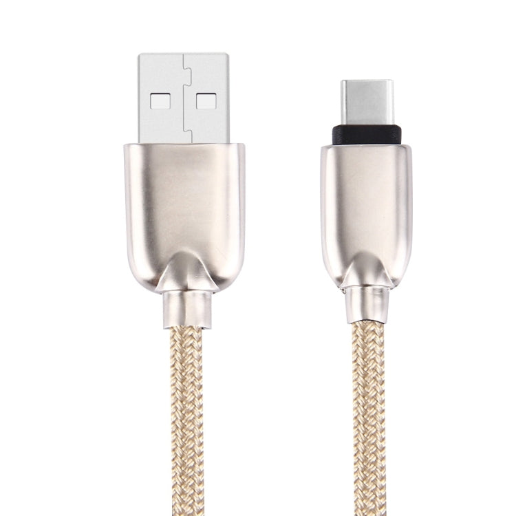 1M Woven Style Metal Head 108 Copper Cores USB-C / Type-C to USB Data Sync Charging Cable (Gold) - USB-C & Type-C Cable by buy2fix | Online Shopping UK | buy2fix