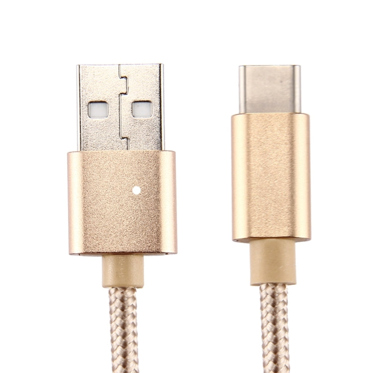 Knit Texture USB to USB-C / Type-C Data Sync Charging Cable, Cable Length: 2m, 3A Output(Gold) - USB-C & Type-C Cable by buy2fix | Online Shopping UK | buy2fix