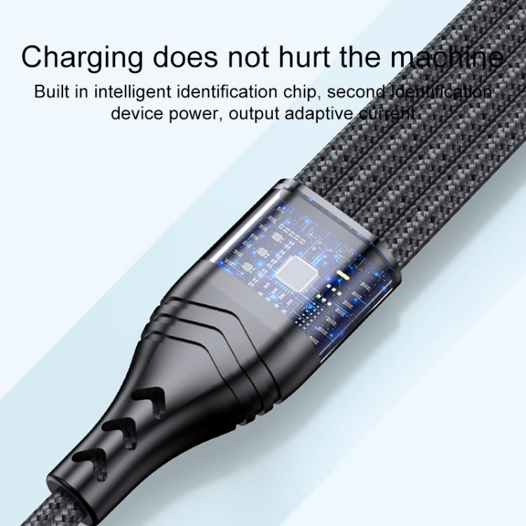 4 in 1 66W 6A USB to 8 Pin + Micro USB + Dual USB-C / Type-C Fast Charging Data Cable, Cable Length: 1.2m(Grey) - Multifunction Cable by buy2fix | Online Shopping UK | buy2fix