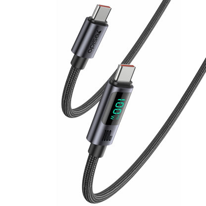 Yesido CA158 PD100W USB-C / Type-C to USB-C / Type-C Digital Display Charging Data Cable, Cable Length: 1.2m (Black) - USB-C & Type-C Cable by Yesido | Online Shopping UK | buy2fix