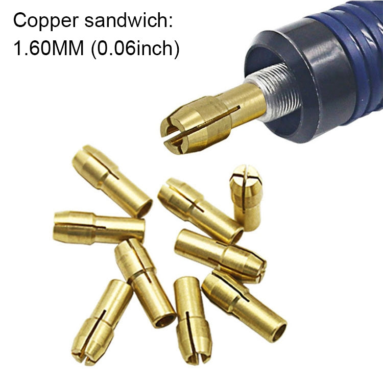 10 PCS Three-claw Copper Clamp Nut for Electric Mill Fittings，Bore diameter: 1.6mm - Hex Key & Spanner by buy2fix | Online Shopping UK | buy2fix