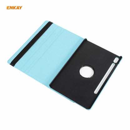 ENKAY for Samsung Galaxy Tab S8 / Galaxy Tab S7 11.0 T870 / T875 ENK-8012 360 Degree Rotation Litchi Texture Horizontal Flip PU Leather Smart Case with Holder & Sleep / Wake-up(Light Blue) - Galaxy Tab S8 Cases by ENKAY | Online Shopping UK | buy2fix