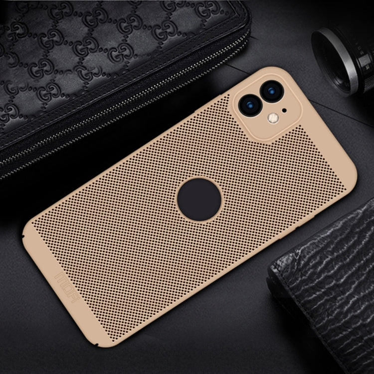 For iPhone 12 MOFi Honeycomb Texture Breathable PC Shockproof Protective Back Cover Case(Gold) - iPhone 12 / 12 Pro Cases by MOFI | Online Shopping UK | buy2fix