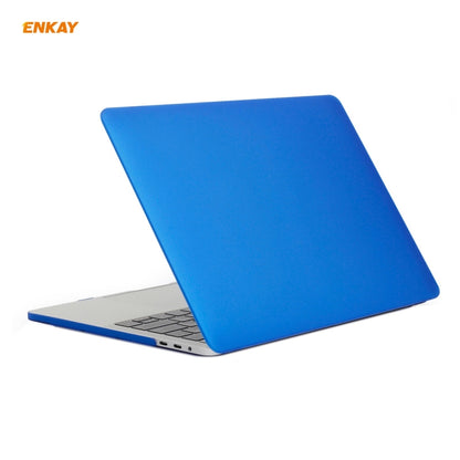 ENKAY 3 in 1 Matte Laptop Protective Case + EU Version TPU Keyboard Film + Anti-dust Plugs Set for MacBook Pro 13.3 inch A1706 / A1989 / A2159 (with Touch Bar)(Dark Blue) - MacBook Pro Cases by ENKAY | Online Shopping UK | buy2fix