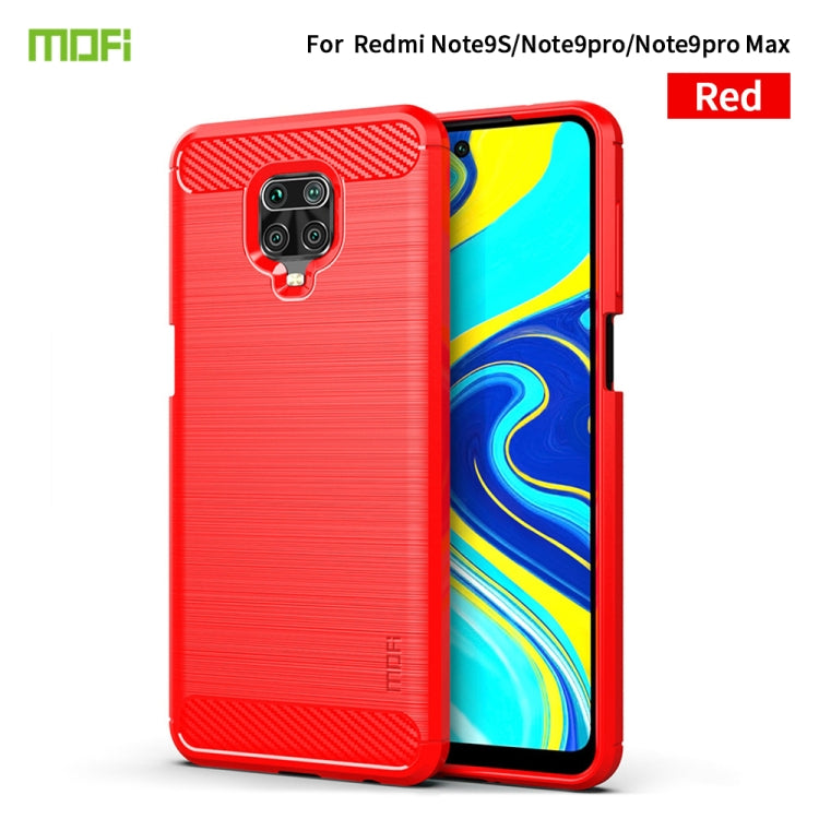 For Xiaomi Redmi Note 9s / Note 9 Pro / Note 9 Pro Max / Foco M2 Pro MOFI Gentleness Series Brushed Texture Carbon Fiber Soft TPU Case(Red) - Xiaomi Cases by MOFI | Online Shopping UK | buy2fix