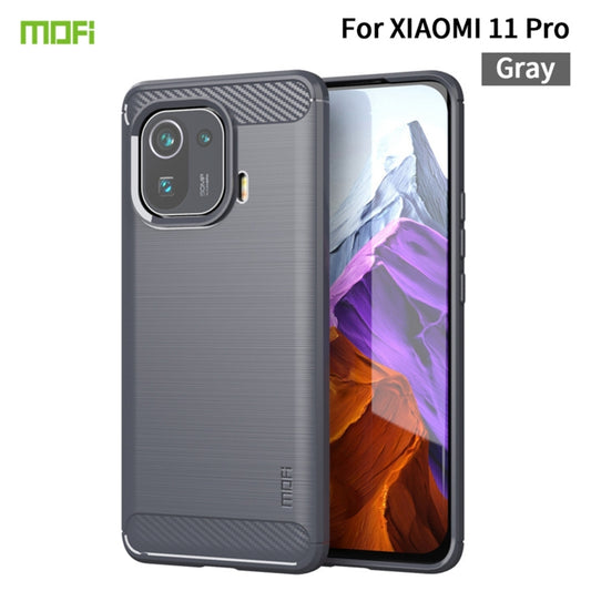 For Xiaomi Mi 11 Pro MOFI Gentleness Series Brushed Texture Carbon Fiber Soft TPU Case(Gray) - Xiaomi Cases by MOFI | Online Shopping UK | buy2fix