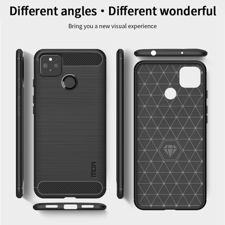 For Google Pixel 5a 5G MOFI Gentleness Series Brushed Texture Carbon Fiber Soft TPU Case(Grey) - Google Cases by MOFI | Online Shopping UK | buy2fix