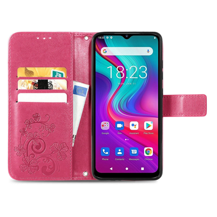 For  Doogee X96 Pro Four-leaf Clasp Embossed Buckle Mobile Phone Protection Leather Case with Lanyard & Card Slot & Wallet & Bracket Function(Magenta) - More Brand by buy2fix | Online Shopping UK | buy2fix