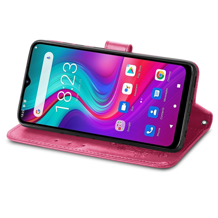 For  Doogee X96 Pro Four-leaf Clasp Embossed Buckle Mobile Phone Protection Leather Case with Lanyard & Card Slot & Wallet & Bracket Function(Magenta) - More Brand by buy2fix | Online Shopping UK | buy2fix