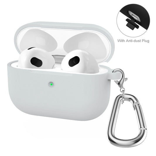 ENKAY Hat-Prince Thickened Silicone Protective Case Shock-Absorbing Cover with Keychain for Apple AirPods 3(Light Grey) - For AirPods 3 by ENKAY | Online Shopping UK | buy2fix