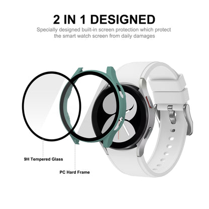 ENKAY Hat-Prince Full Coverage PC Frame + Tempered Glass Protector Composite Case for Samsung Galaxy Watch4 44mm(Green) - Watch Cases by ENKAY | Online Shopping UK | buy2fix