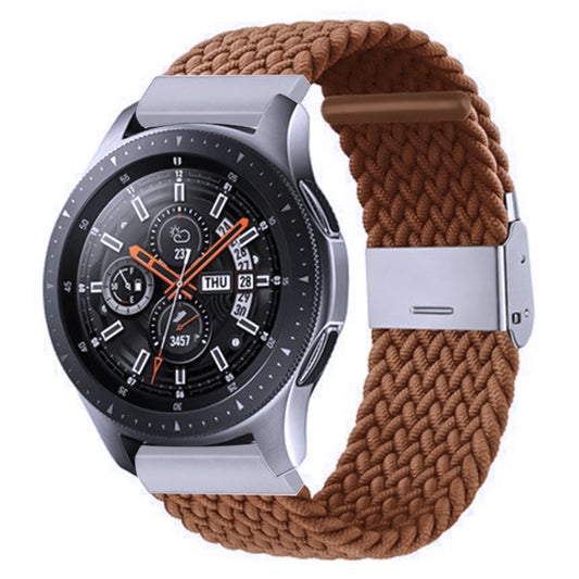 For Samsung Galaxy Watch 4 / Watch 5 20mm Nylon Braided Metal Buckle Watch Band(Coffee) - Watch Bands by buy2fix | Online Shopping UK | buy2fix