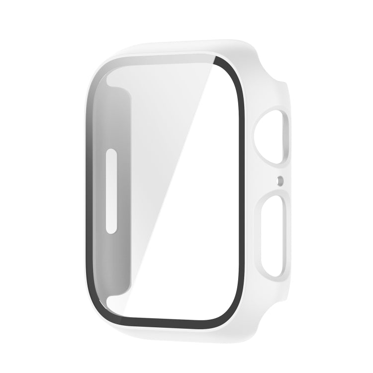 Shockproof PC Protective Case with Tempered Glass Film For Apple Watch Series 9 / 8 / 7 45mm(white) - Watch Cases by buy2fix | Online Shopping UK | buy2fix